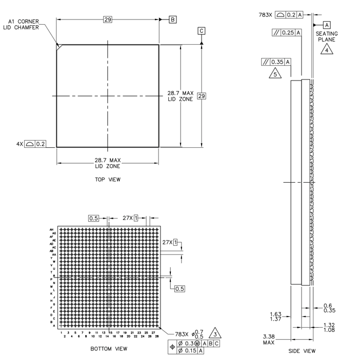Outline Dimensions of MPC8548EVUAUJ