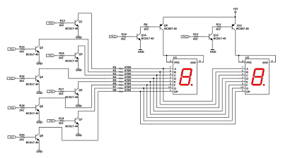 Transistor Driver Circuit for Two Seven Segment Displays