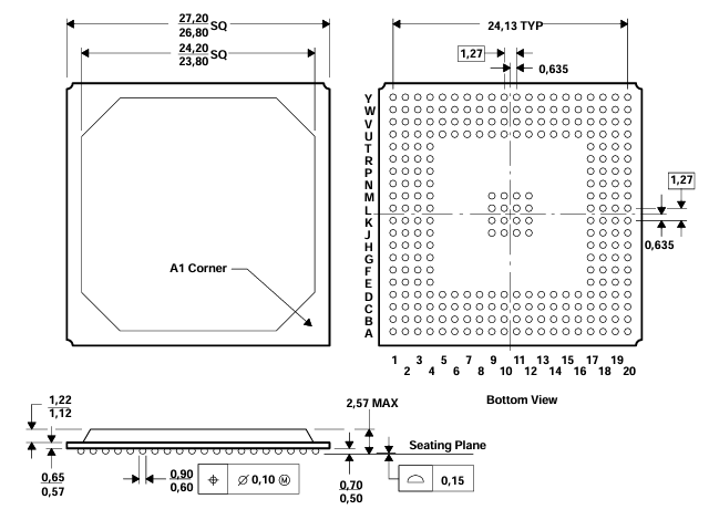 TMS320C6713BZDP225 Packaging Dimensions